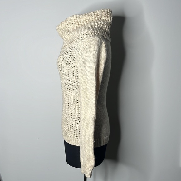 Anthropologie Angel of the North Tan Waffle Knit Cowl Neck Sweater Size M - Picture 2 of 7